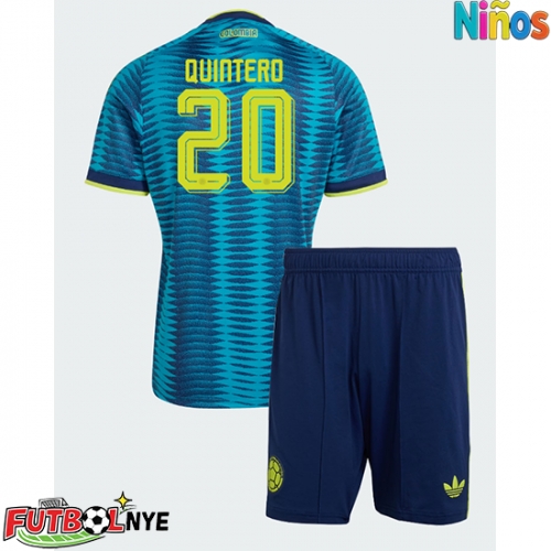 Camiseta Colombia Juan Fernando Quintero #20 Visitante Equipación para niños Mundial 2026 manga corta (+ pantalones cortos)